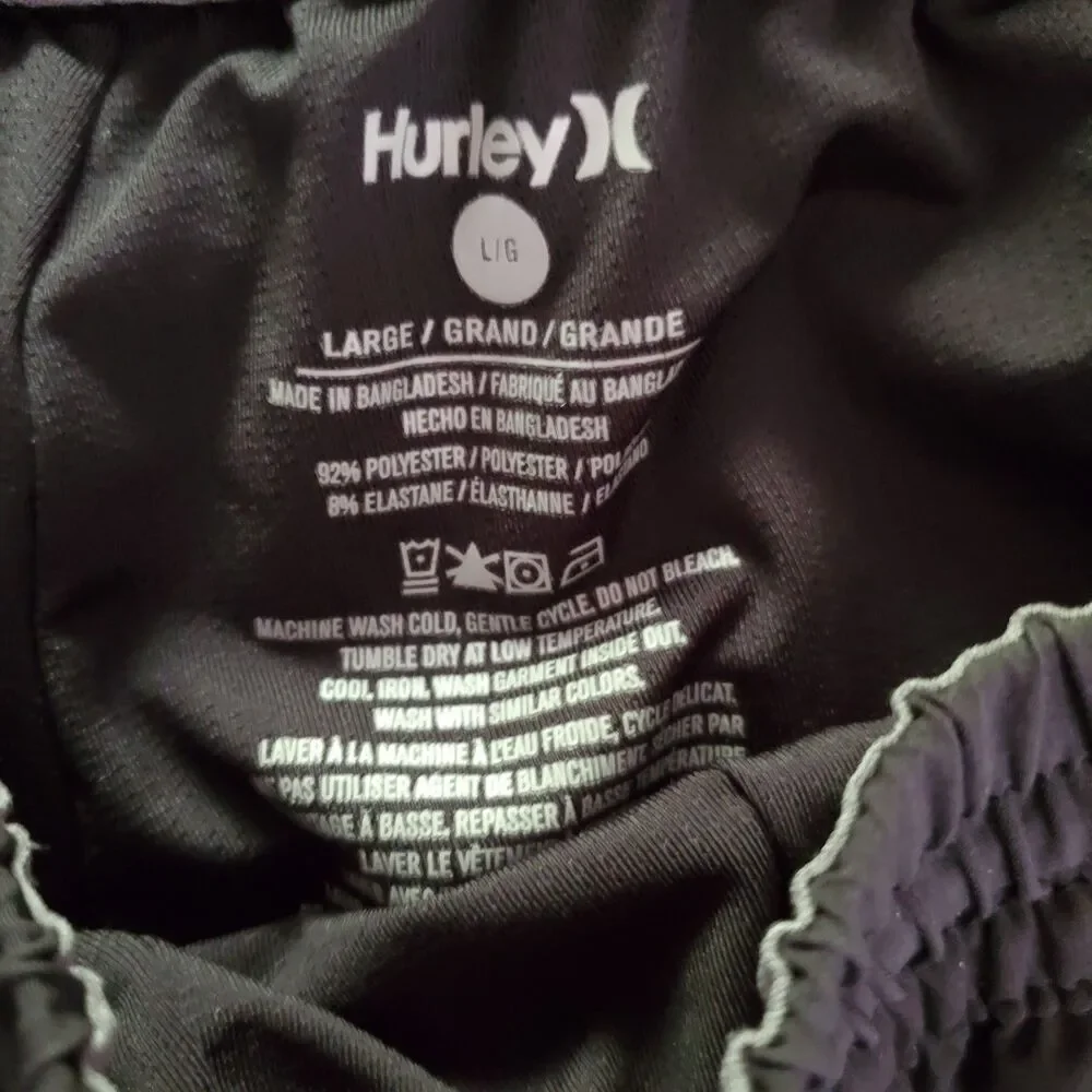 Hurley Crossover Volley Swim Trunks Sz Large Black Rainbow Logo